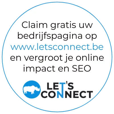 Cirkelvorming met Let's Connect logo - promotiebanner voor gratis bedrijfspagina en online impact vergroting op www.letsconnect.be